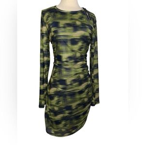 Fashion Nova Green and Black Long Sleeve Dress